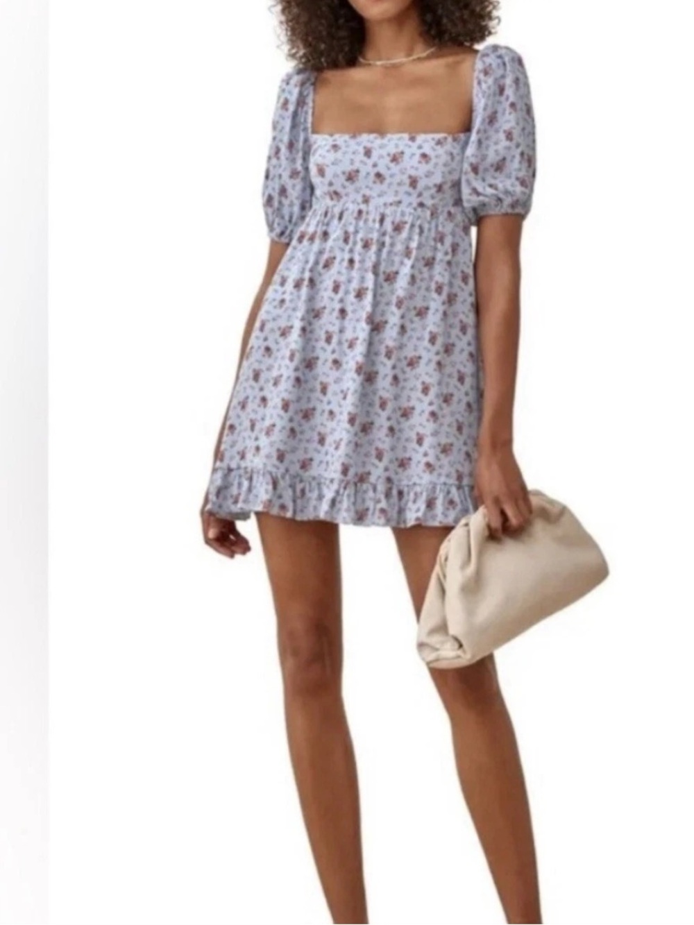 EUC Reformation Bristol Petunia Blue Floral Puff Mini Dress XL